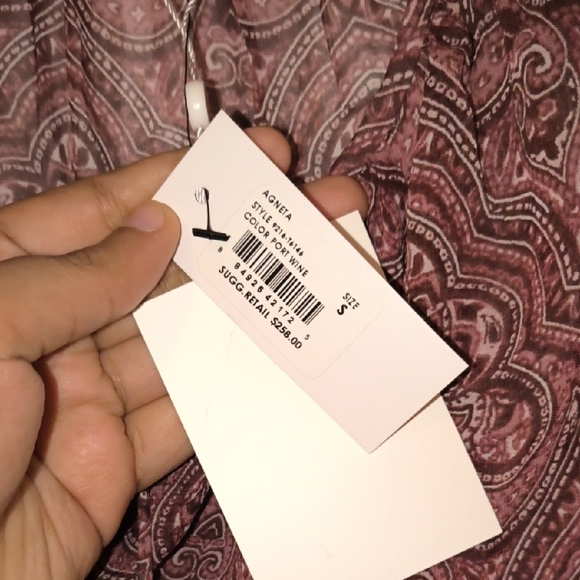 NWT Joie | 100% Silk Paisley Blouse in Rich Brown - Picture 4 of 9